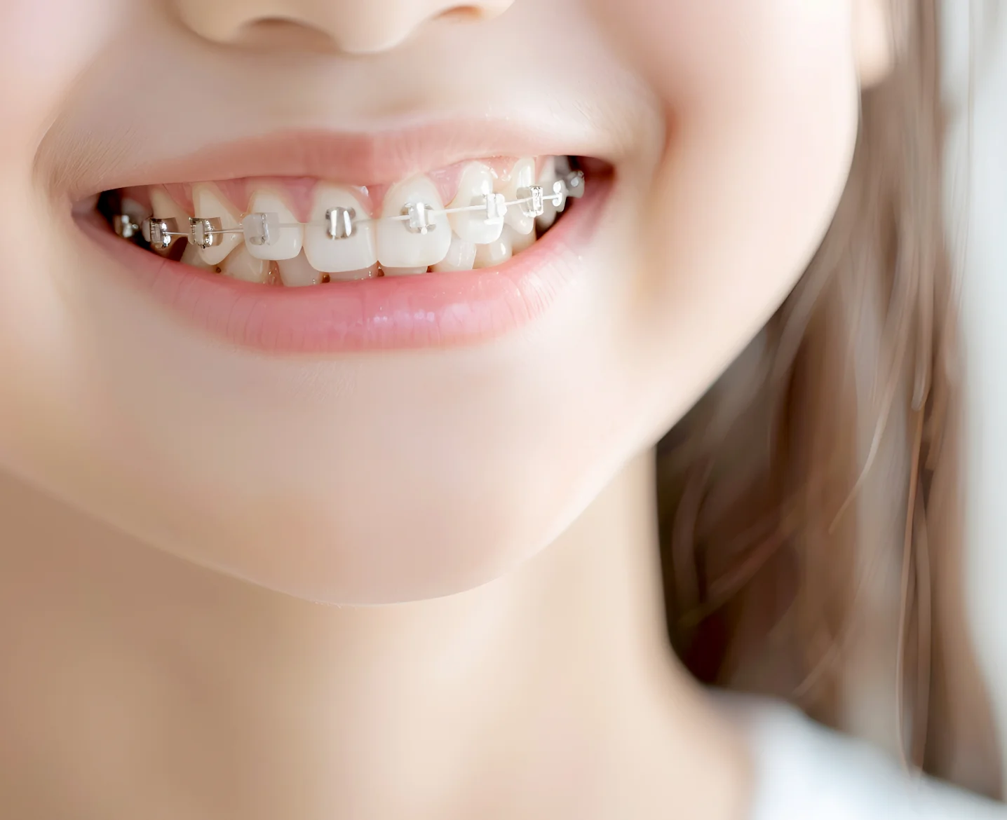矯正装置をつけて笑うお子さま